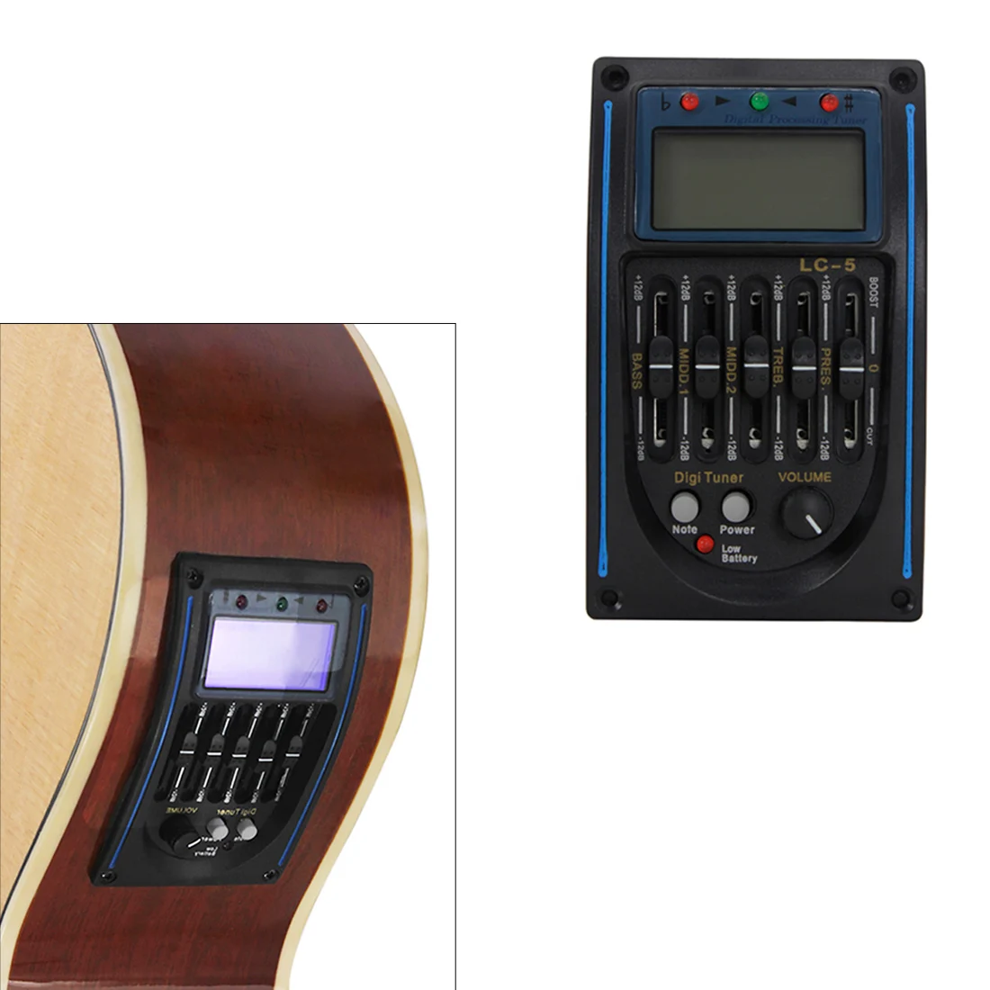 4/5 Band Classical Acoustic Guitar Pickup Musical Instrument Accessories EQ Equalizer Preamp Volume Mid Treble Bass Control