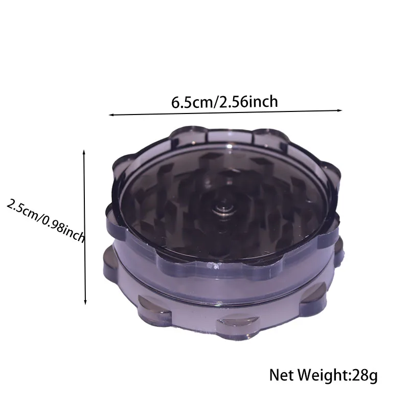 65mm diameter non-slip design 2 layers of diamond solid teeth plastic candy color manual grinder smoking accessories herb grinder smoking accessories tobacco grinder manual spice grinder