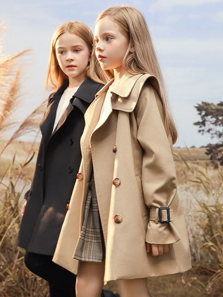 Girls Trench Coat 3-14 years Spring Autumn girls trench coats