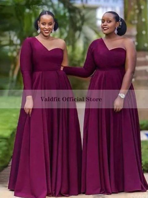 Long Sleeves Size Burgundy Bridesmaid Dresses 2022 For Black Girls Elegant Dress Women For Wedding Party - Bridesmaid Dresses - AliExpress