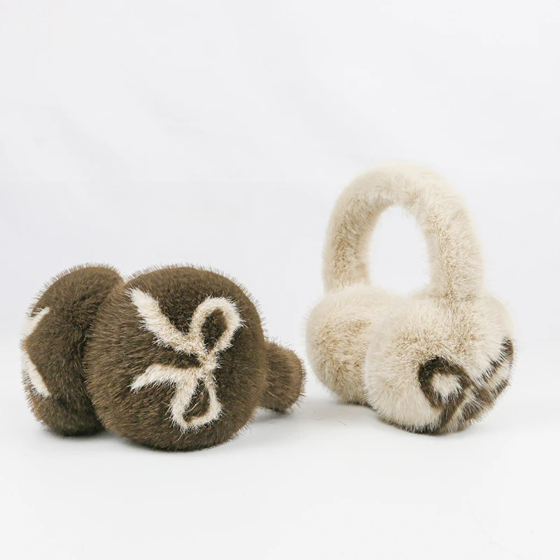 Cache-oreilles en peluche en fourrure de vison d'hiver pour filles mignonnes cache-oreilles chauds cache-oreilles rétractables anti-gel étudiants adultes cache-oreilles en fausse fourrure