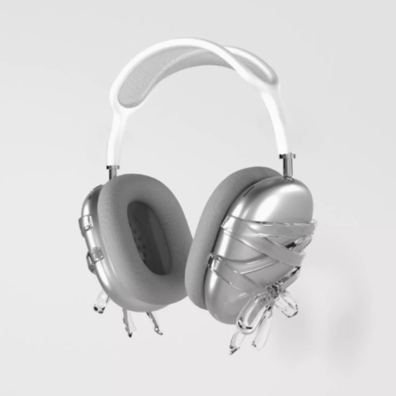 For AirPods Max Case Y2k Custom Sliver Bow Headphone Accessory