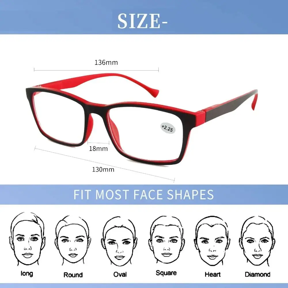 PC Reading Glasses Decorative Glasses Rectangle Anti Blue Light Eyeglasses Brown Grey Red Blue Plain Glass Spectacles Readers