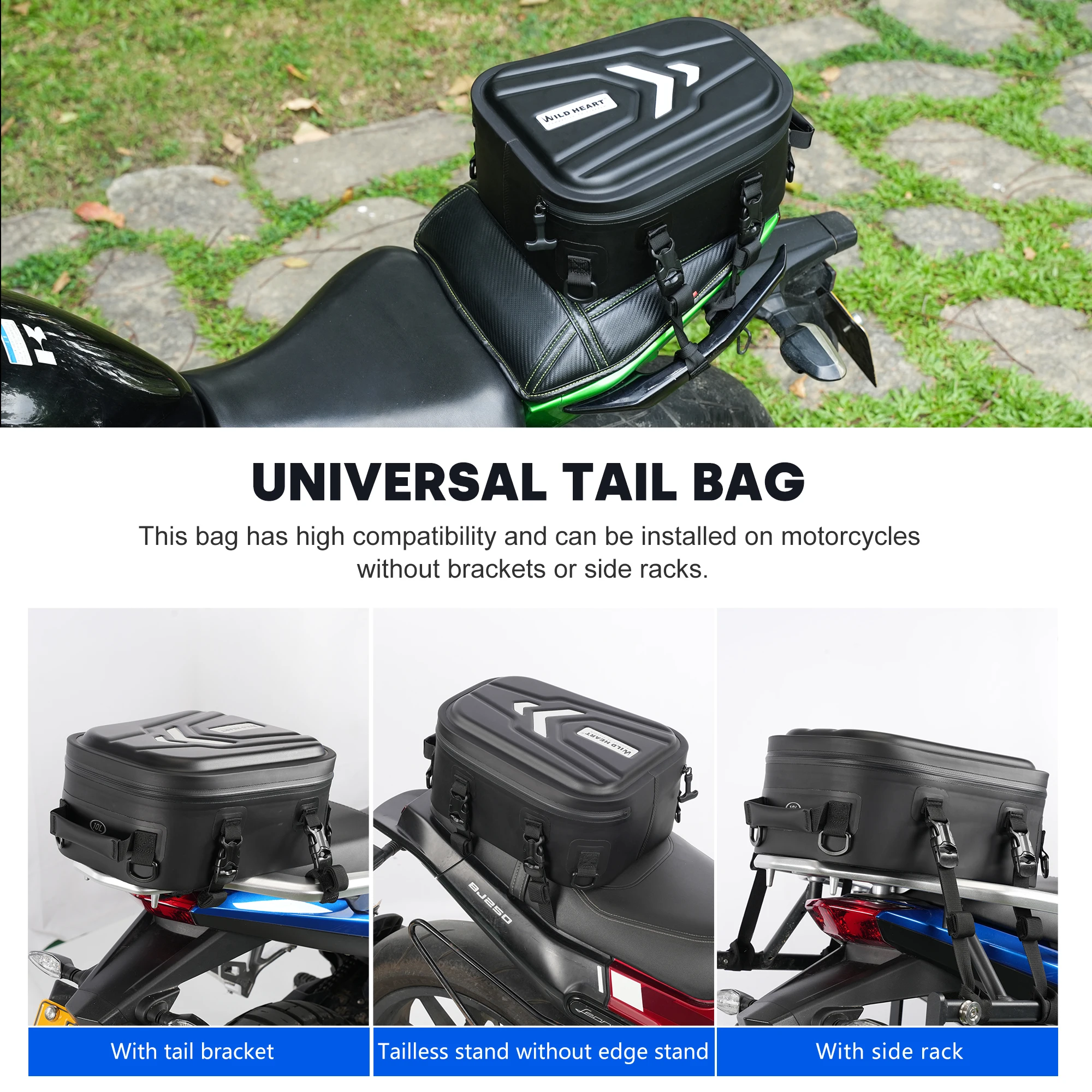 WILD HEART Motorrad Hart Wasserdicht Heckkoffer Tasche Multifunktionaler Fahrerrucksack – Detail 6