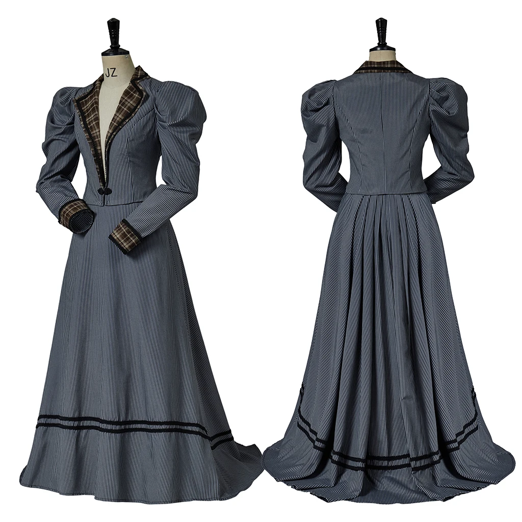 

1900s Downton Abbey Cosplay Costume Dress Gown Victorian Edwardian Titanic Suit Women Vintage Theater Dress Gown