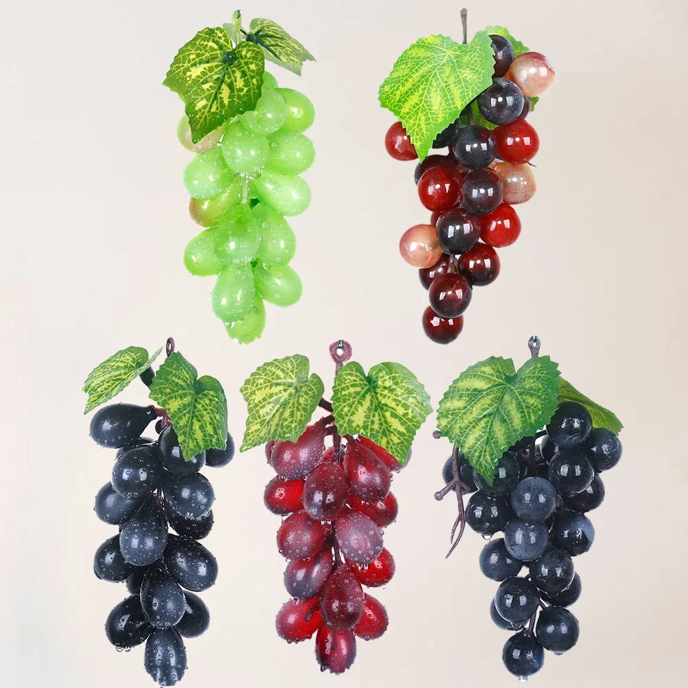 

5 Artificial Grapes Grape Bundles Simulation Lifelike Fruit Clusters Hanging Ornaments for Wedding Kitchen Centerpiece Decor