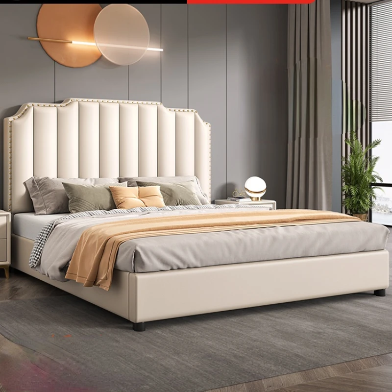 

Solid wood bed modern simple Nordic light luxury 1.8 master bedroom single double bed small family technology cloth household