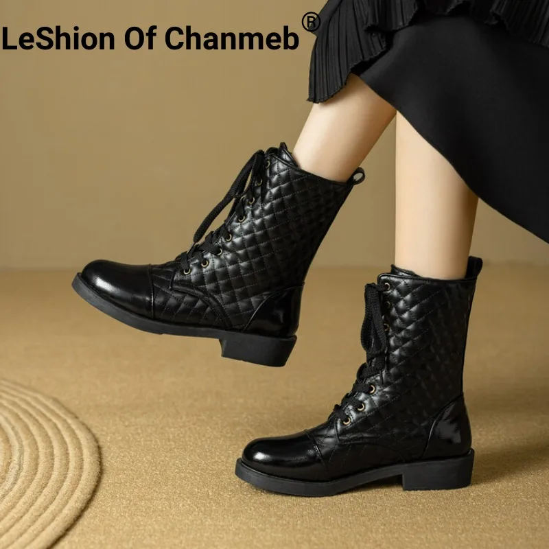 LeShion-Botas-acolchadas-con-cordones-para-mujer-zapatos-c-modos-con ...