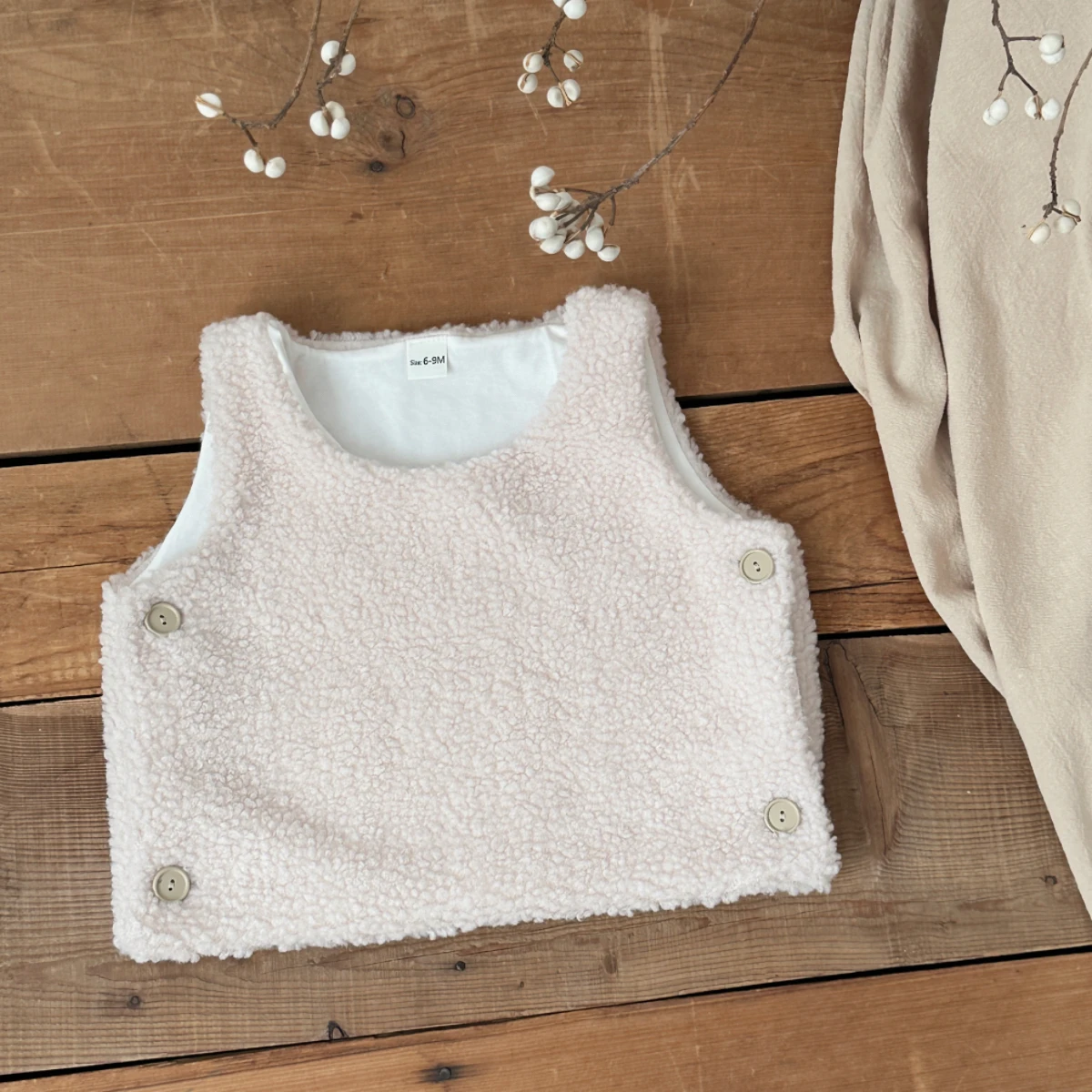 새로운 어린이 따뜻한 양털 조끼 패션 솔리드 보이즈 걸스 베이비  겨울 허리 코트 캐주얼 다용도 아동복 상의