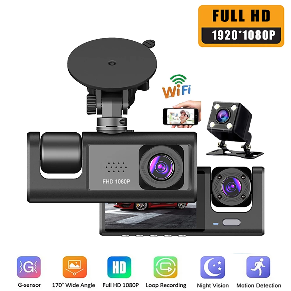 

Автомобильный видеорегистратор с Wi-Fi, Автомобильная камера заднего вида Full HD 1080P, видеорегистратор с ночным видением в черном корпусе, Автомобильный видеорегистратор, автомобильная камера