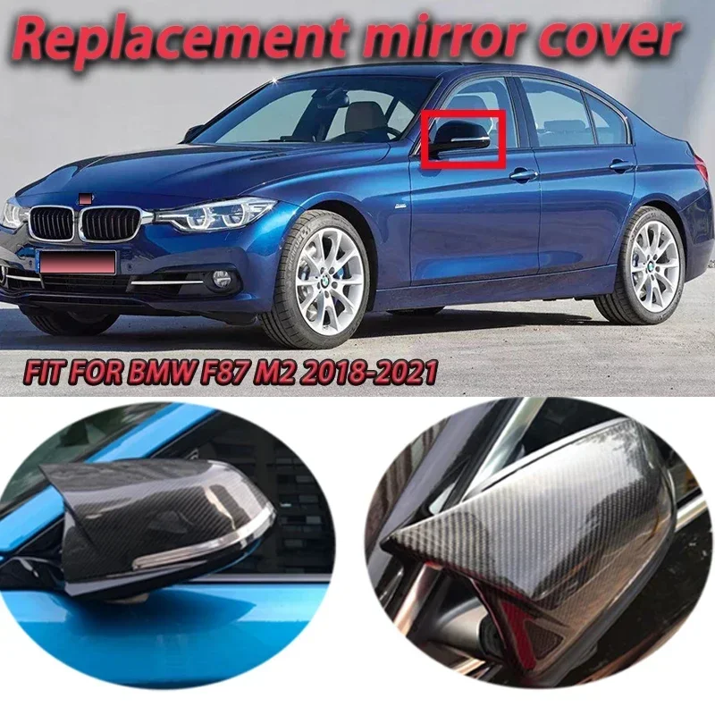 

A Pair Real Carbon Fiber Car Door Rear View Side Mirror Cover Rearview Mirror Cap Replacement For BMW F80 M3 F82 M4 2015-2018