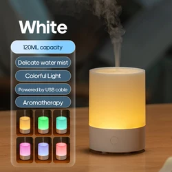 Portable Aroma Diffuser 120ml with Silent Operation and Colorful Night Light (B White)