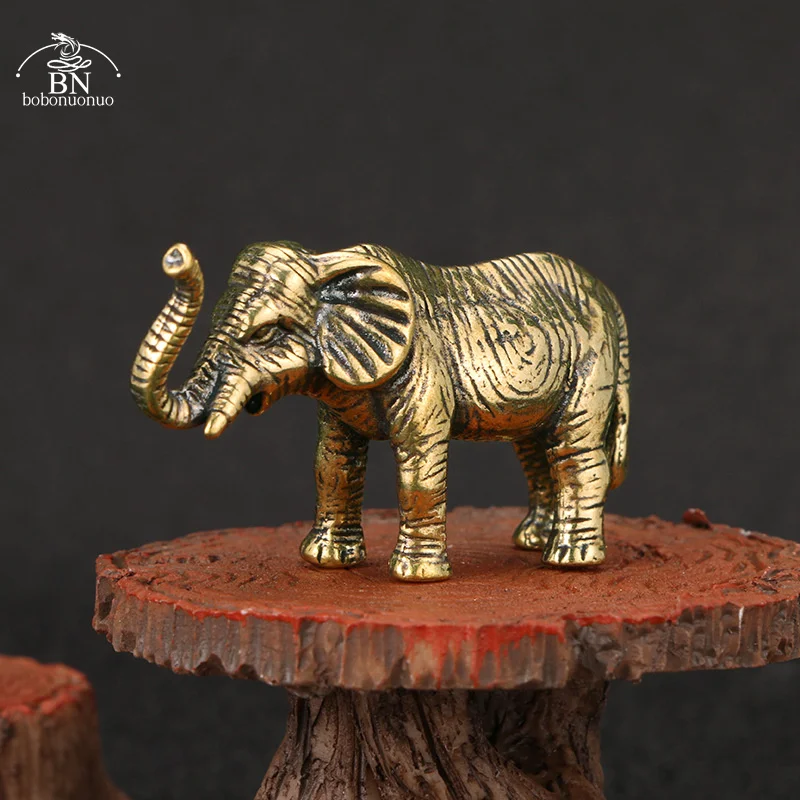 真鍮固体タイ象像机のおもちゃの装飾品銅動物ミニチュア置物家の装飾