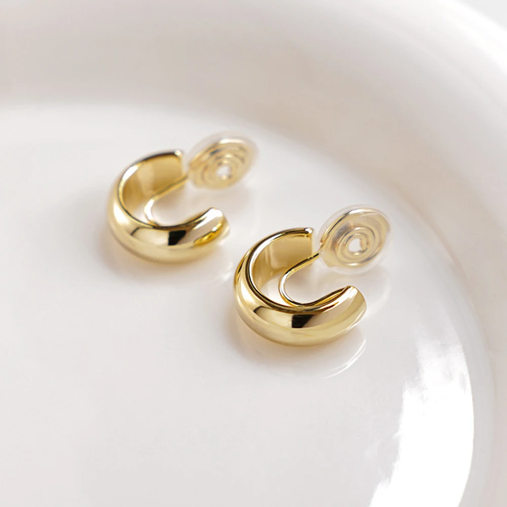 C Shape Metal Clip on Earrings Non Pierced for Women ear clip earrings clip earrings ear clip