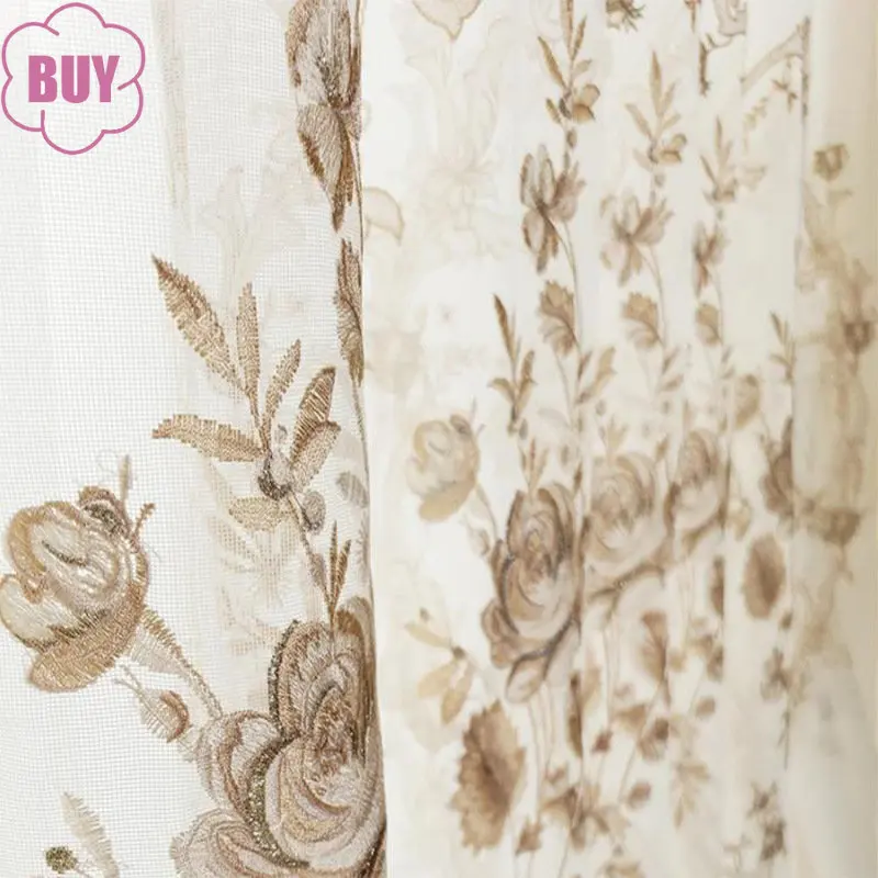 

European-style Curtains for Living Dining Room Bedroom American Embroidery Warm Bedroom Window Screens French Window Tulle