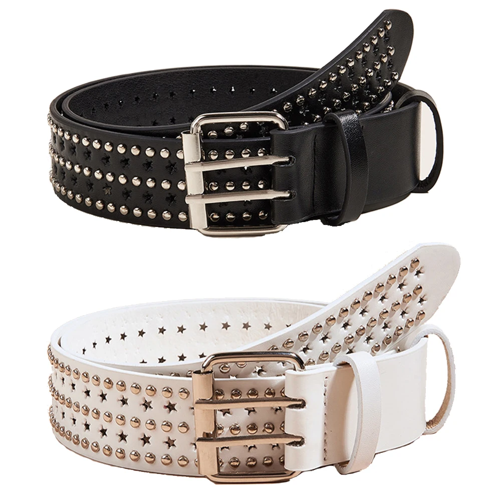 

Women Leather Star Belts Western Cowboy Studded Waist Belt Adjustable Jeans Decorative Fashion Waistband Y2K Accessories