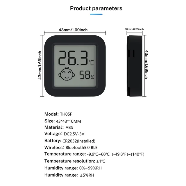 Tuya Temperature Humidity Sensor Remote Monitoring Bluetooth-Compatible 5.0 APP Via Smart Life for Smart Home Work with  Alexa 6