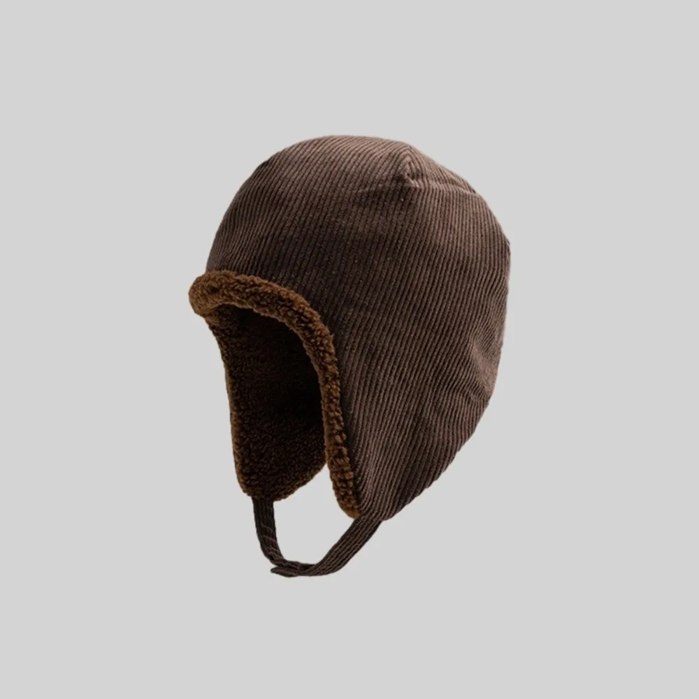 Warm Lei Feng Hat Lamb Down Windproof Ear Protection Hat Double Sided Wearable Coldproof Hooded Hat for Outdoor Cycling Skiing