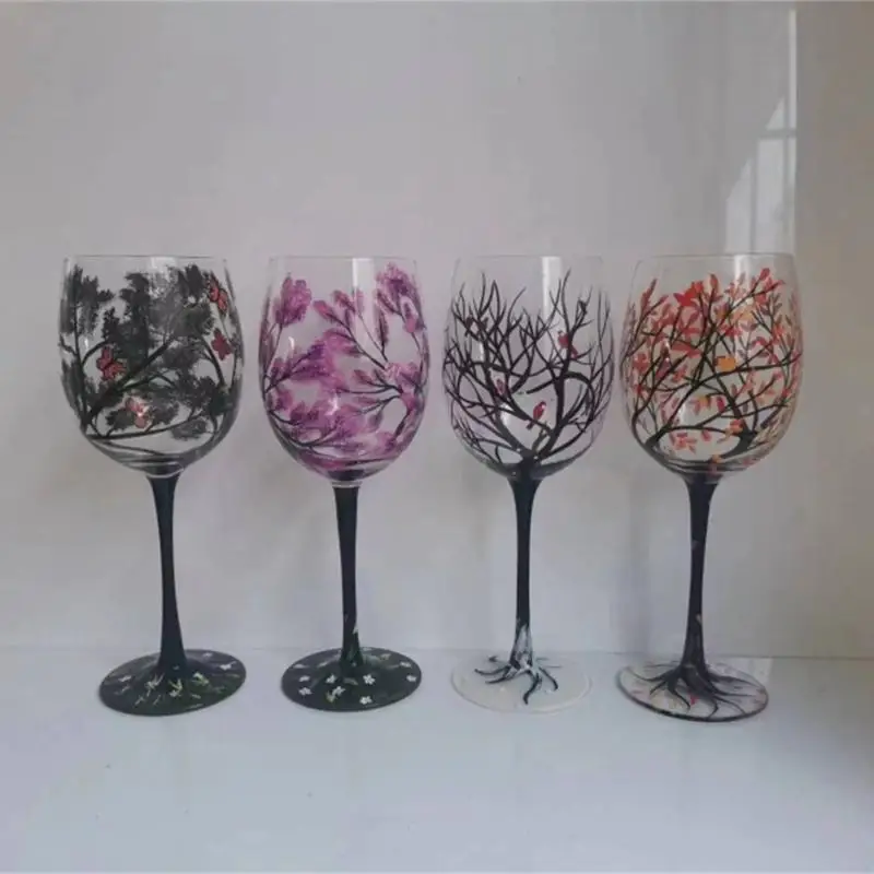 G92C Four Seasons Tree Wine Glasses Gift for Birthdays,Wedding,Valentines Day