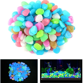New Luminous Stones Glow in The Dark Pebbles Stones Fluorescent Rocks for Fish Tank Aquarium Aquatic Landscape Home Decor 1cm 1