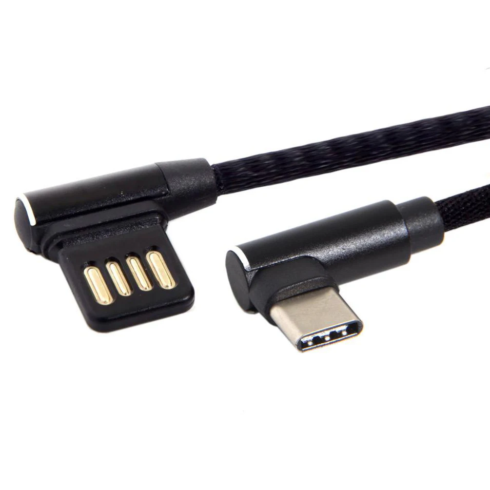 Usb-C 3.1 Type-C To Left Right Angled 90 Degree Usb 2.0 Data Cable with Sleeve For Tablet & Phone 15Cm usb charging cable