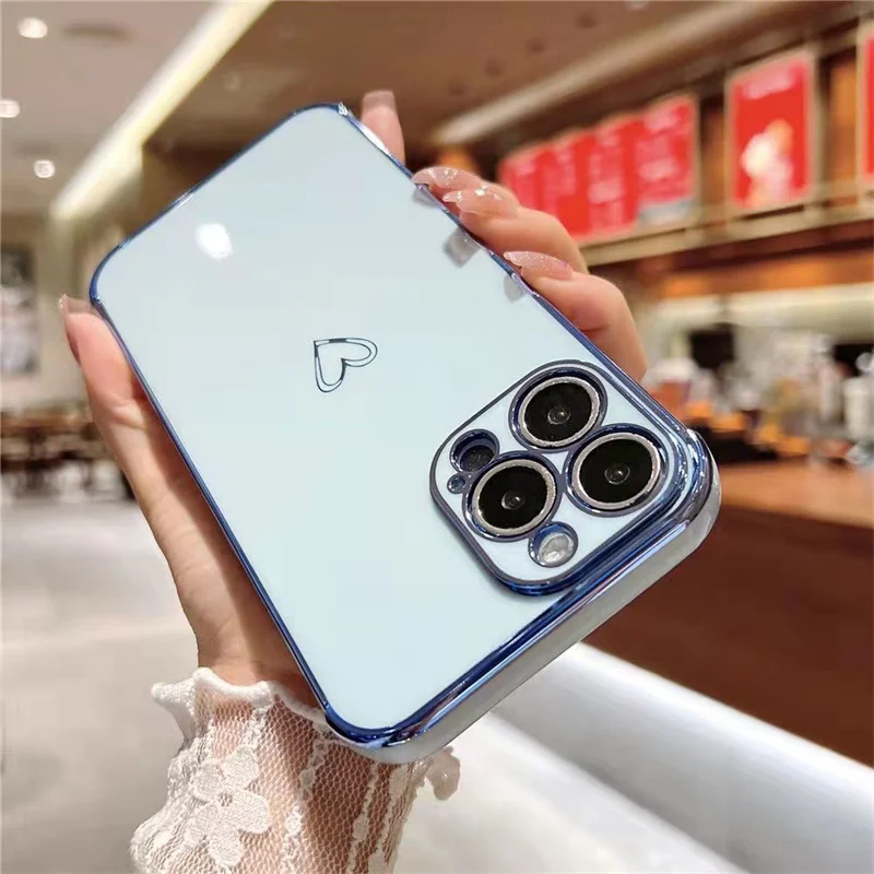 case iphone 13 pro max Electroplated Soft Love Heart Phone Case For iPhone 11 13 12 Pro Max XS X XR 7 8 Plus Mini SE 2020 Silicone Cases Cover Bumper iphone 13 pro phone case
