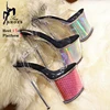 High-quality 17CM/7inches Women Sandals Stripper High Heel Shoes Transparent Platform Glitter Stiletto Pole Dance Shoes Wedding 4