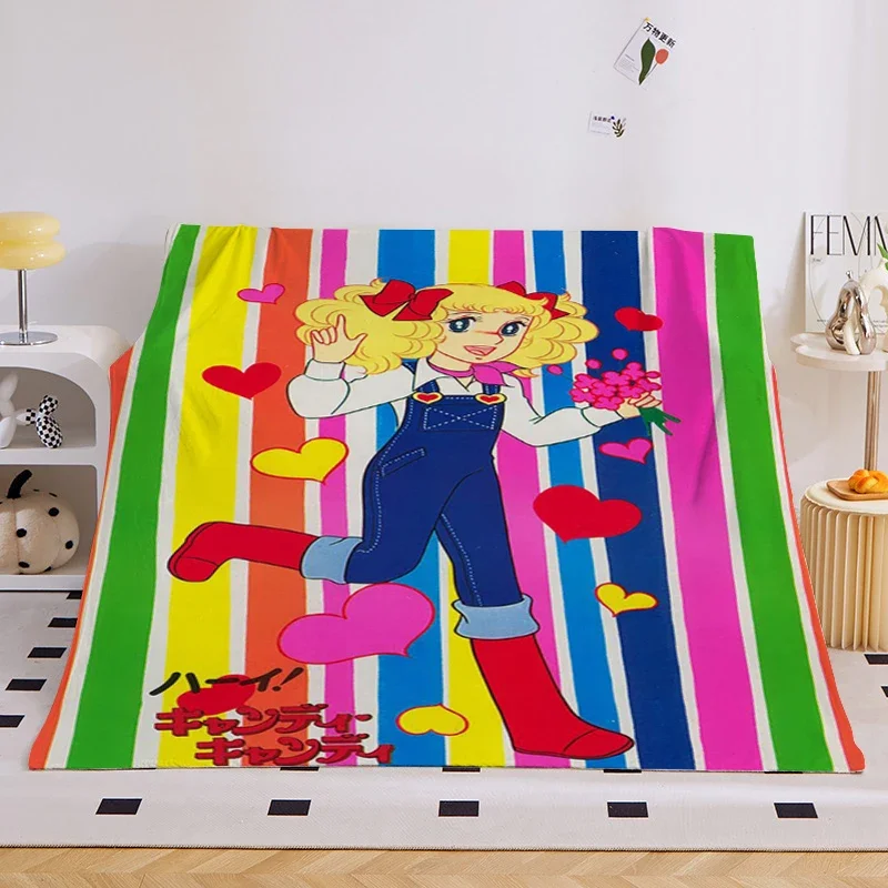 Anime Sofa Blankets for Winter B-Candy B-Candy Cute Microfiber Bedding Warm Bed Fleece Camping Fluffy Soft Blankets King Size 2