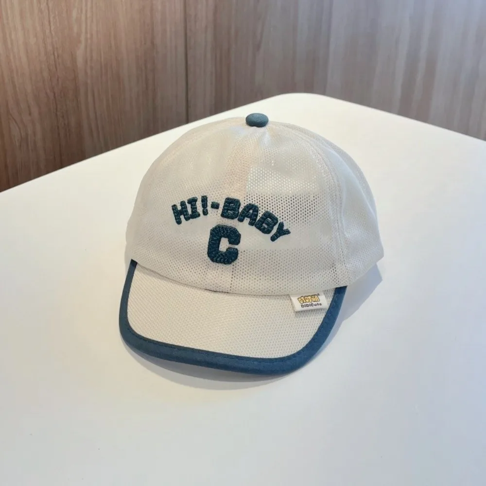 Ins Korean Baby Baseball Cap Letter C Summer Children Peaked Hat Mesh Embroidered Sports Visot Cap 1-6y