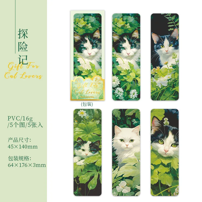Cats Bookmarks Cute Cats Page Markers Page Clips Bookmark for Students Teachers School Home Office Reading Stationery 5 Pcs/pack