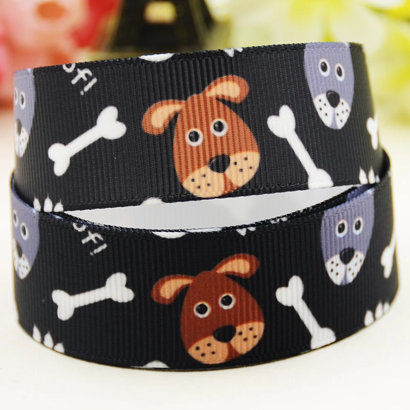 

22mm 25mm 38mm 75mm Dog Cartoon printed Grosgrain Ribbon party decoration 10 Yards X-04974