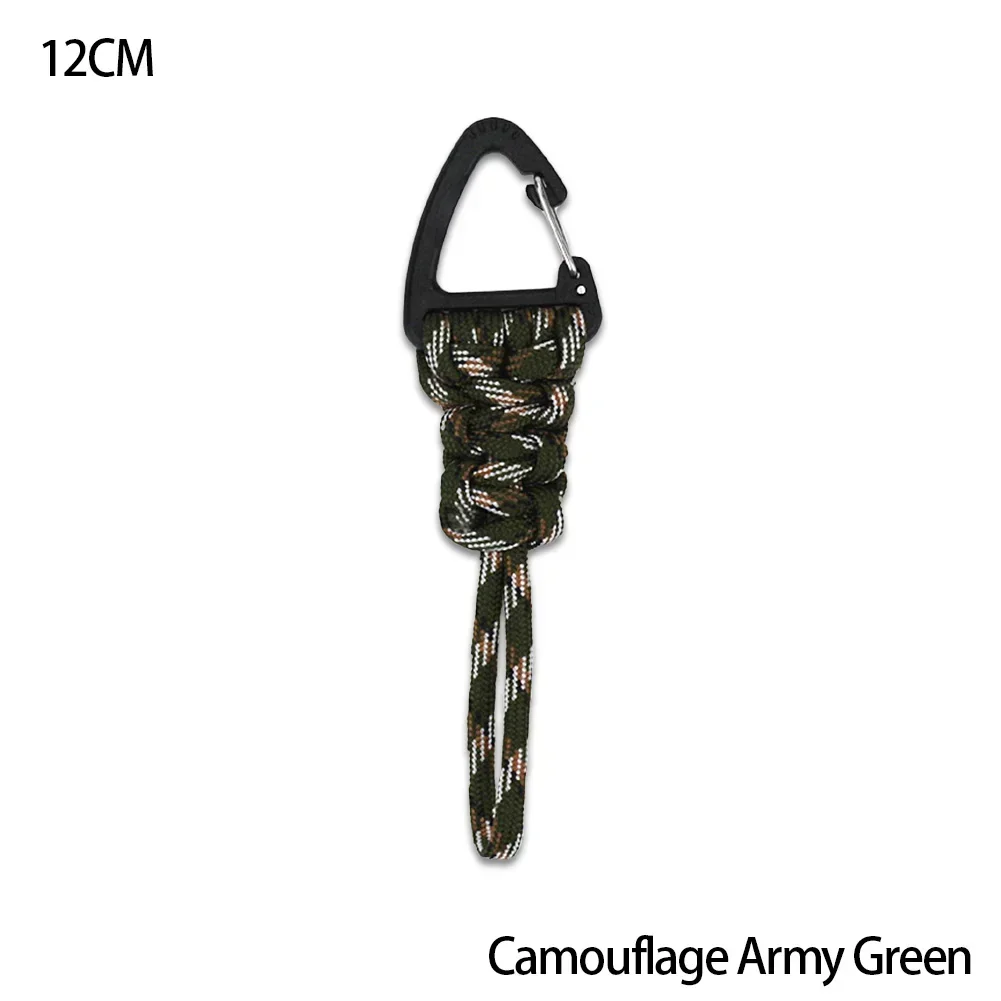 Braided Nylon Paracord Keychain with Metal Triangle Buckle and Carabiner