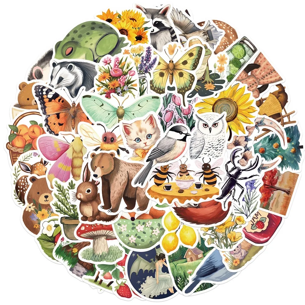 

10/50pcs Cute Mixed Forest Animal Stickers for Children Toy DIY Phone Case Notebook Skateboard Laptop Water Bottle Kids Sticker
