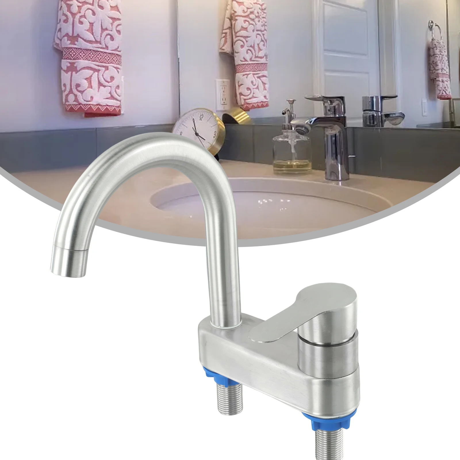 

304 Stainless Steel Basin Faucet in contemporary style easy to clean Cold and Hot Mixer Tap with Single Handle for convenience