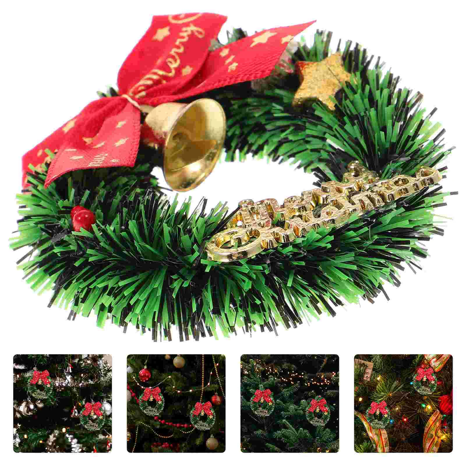 

Wall Decoration Christmas Tree Wreaths Dining Table Decorations Miniature Simulated Furniture Ornament Bow Plastic Front