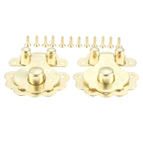 DRELD 2Pcs 40*36mm Antique Buckle Latch Hasp for Wooden Wine Box With Lock Buckle Antique Padlock Hardware Bronze/Silver/Gold