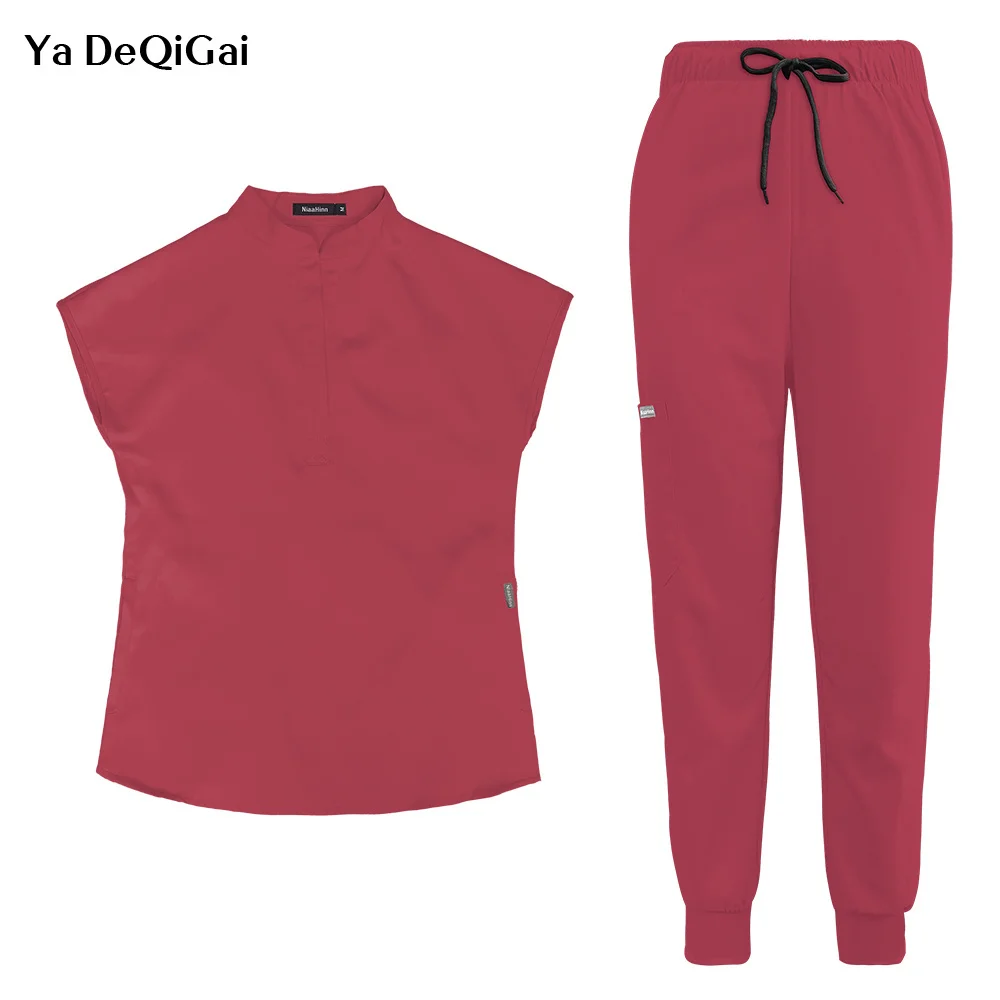 

Jogging Pants Scrub Sets Beauty Salon Workwear Short Sleeved Uniform Scrub with Pocket Pet Work Clothes High Quality Scrubs Suit
