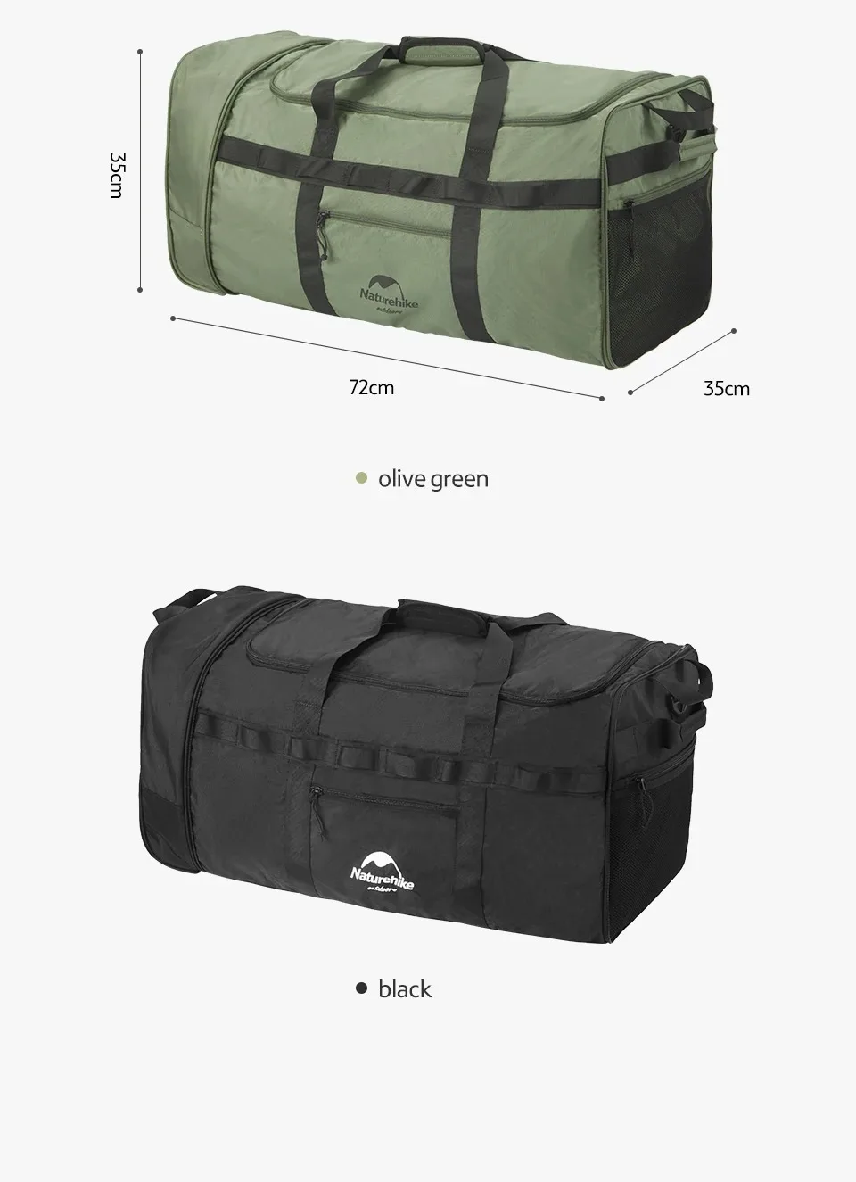 Naturehike 88L Camping Tasche Falten Große Kapazität Reise Schlepper Tasche Tragbare Hand Diverse Lagerung Tasche Outdoor Wandern Rad Box – Detail 10