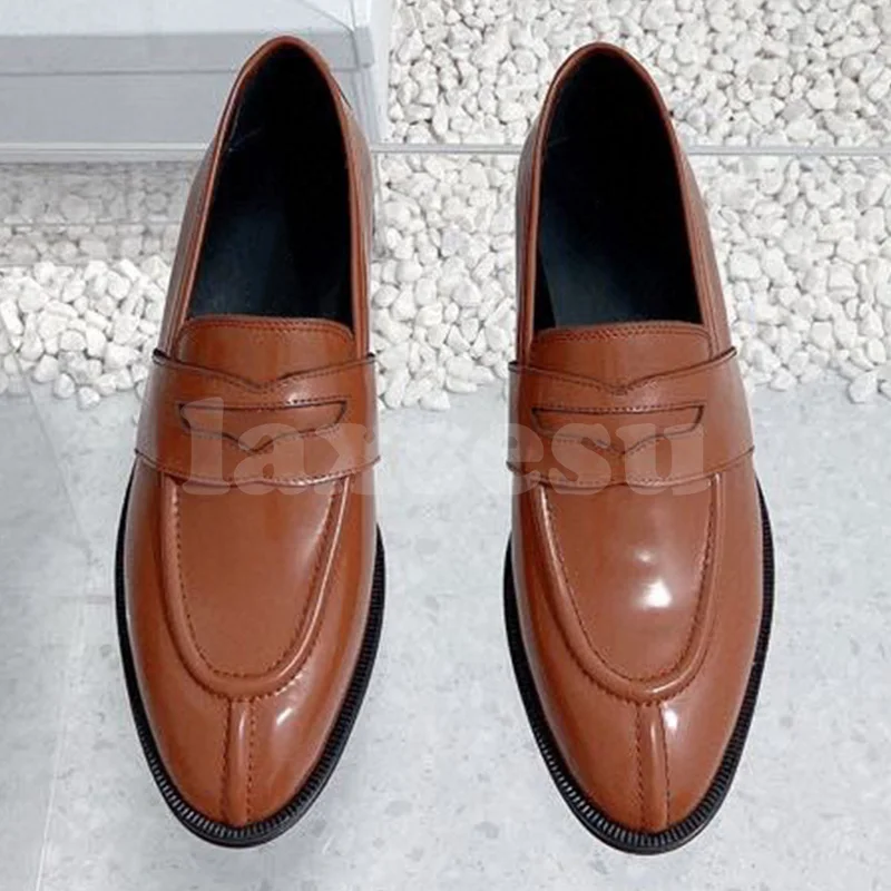 Mocassins de couro verdadeiro para mulheres, sapatos baixos casuais, simples e versátil, cabeça redonda, superior, cor sólida, novo, primavera e outono, 2023