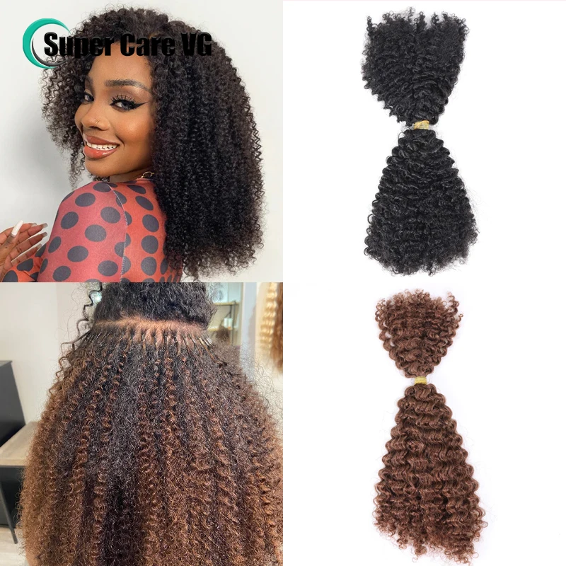 Human Hair Crochet Bulk For Black Women Braiding Kinky Curly Locs Virgin Peruvian Hair Extensions Double Drawn No Weft 50g human hair extensions