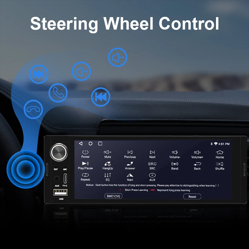 AINAVI Radio Universal para coche de 1 Din y 6,36 pulgadas, K40, Carplay inalámbrico, Android Auto HD, pantalla táctil IPS de 1280x720 con FM, BT 5,0, USB tipo C, Linux, radio multimedia para coche, estéreo 3