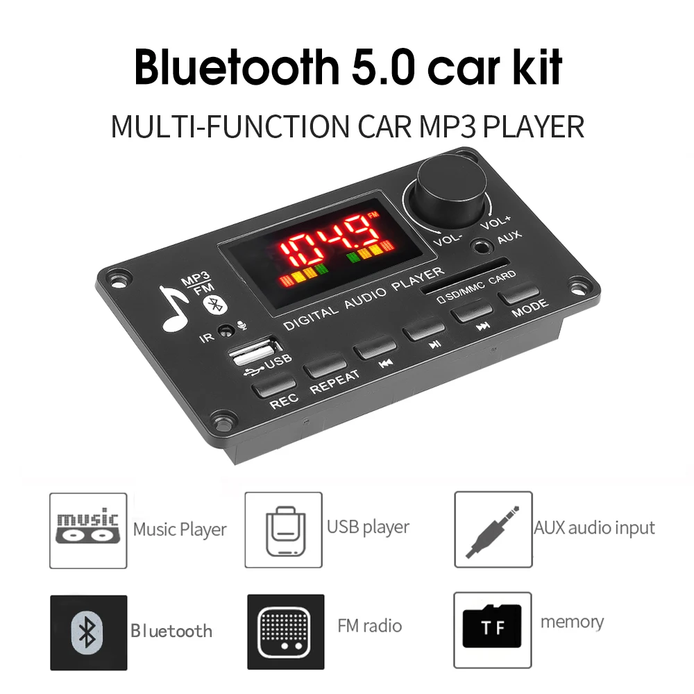 9V-12V MP3 Decoder Board Wireless Bluetooth 5.0 2x40W Amplifier USB TF FM Radio Module Car Palyer For Car Audio Kit DIY Speaker