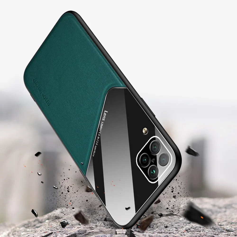 Shockproof Magnetic Leather Car Holder Case with TPU Bumper