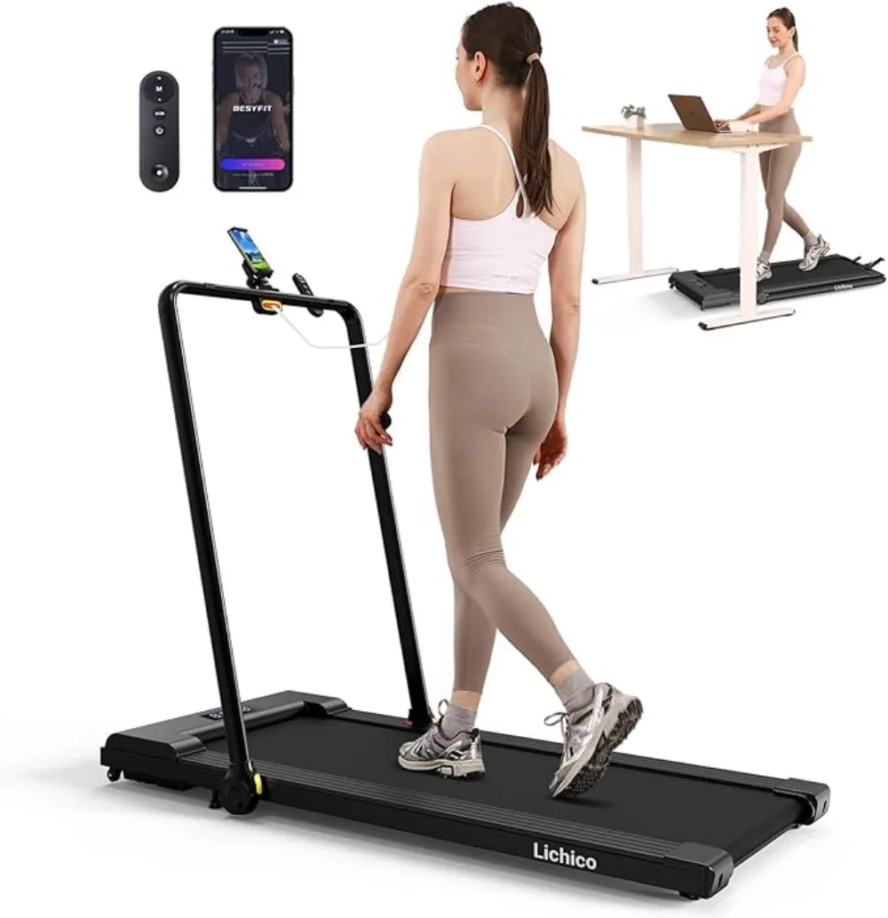 Under Desk Treadmill 2 in 1 Portable Folding Treadmill 2.5-3.0HP Brushless Motorized Electric Walking Larger Running Area