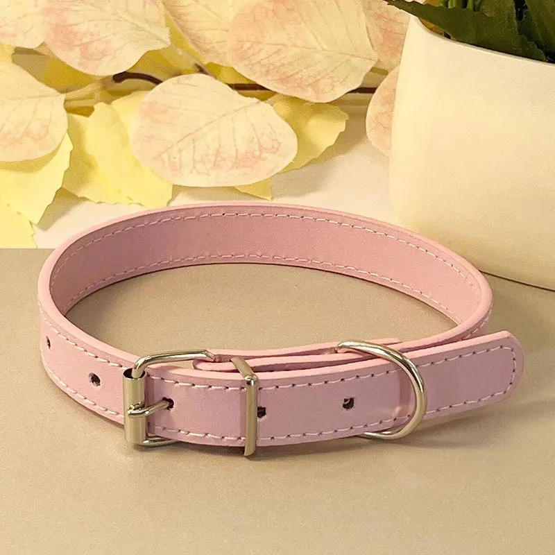 Multicolor Leather Pet Collar with Bell - Non-strangled Design