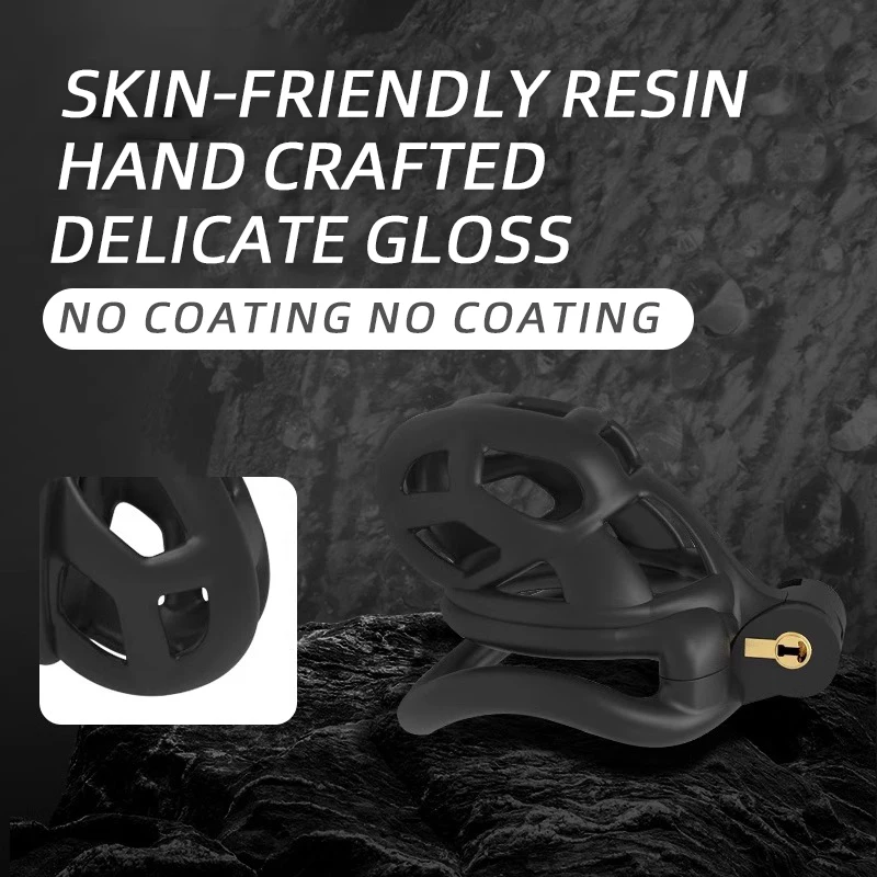 New Color Male Penis Lock Chastity Cage with Lock and 4 Rings Resin Virginity for Men Breathable Cock Ring Penis Fetish Restrain penis chastity cage chastity lock sex toy