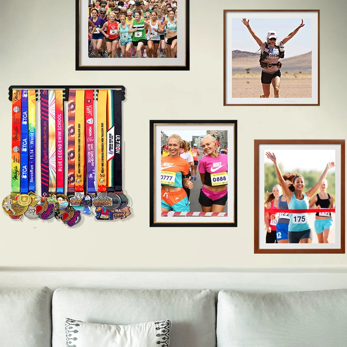 Goutoports Medal Holder Display Hanger Rack Frame for Sport Race Runner-Race Medal Hanger Holder-Sturdy Black Steel Metal Gift acrylic display stand,doll display holder