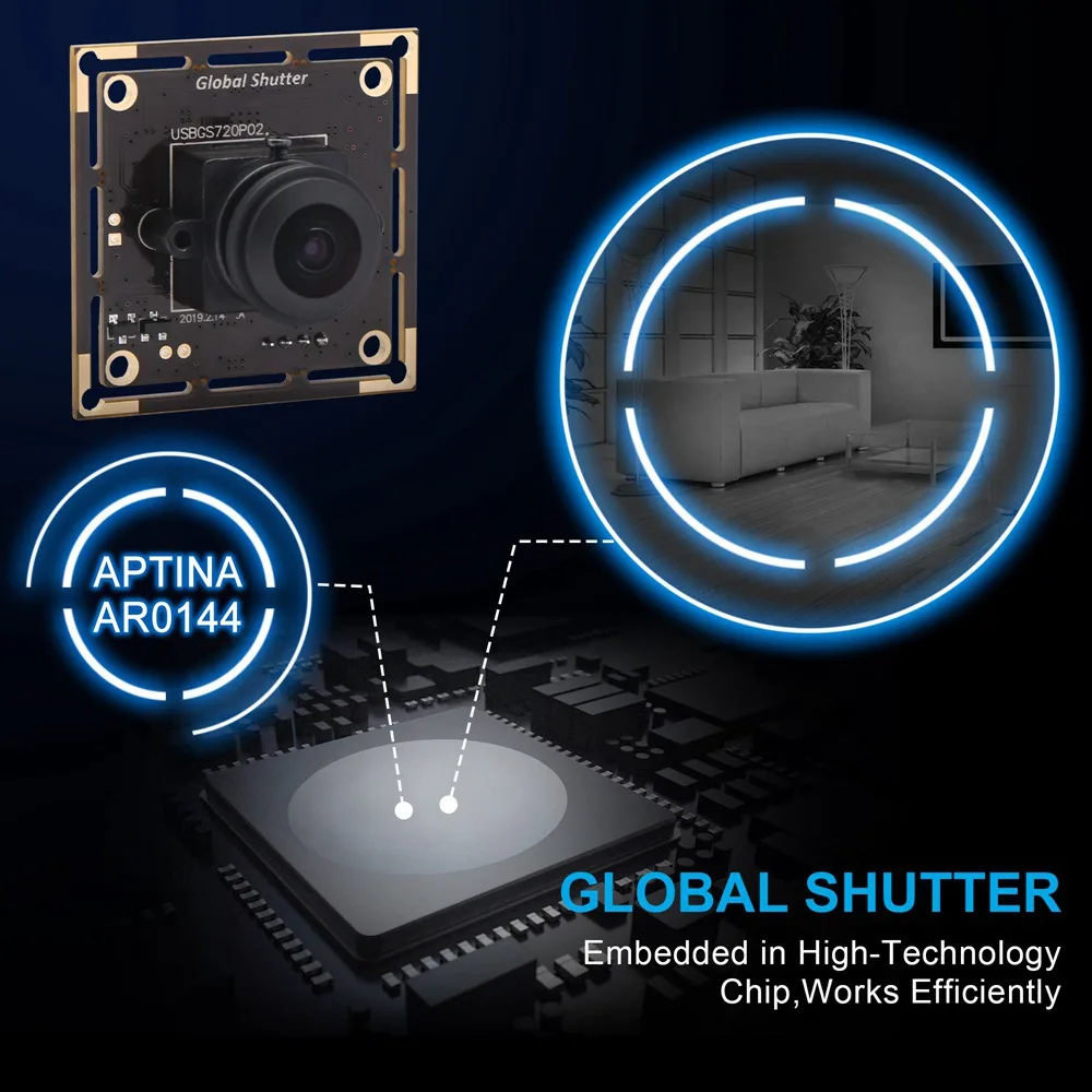 ELP 흑백 USB 플러그 n 비디오 전화 HD Aptina AR0144 MJPEG 60fps 1280*720 Fisheye 글로벌 셔터 USB 카메라