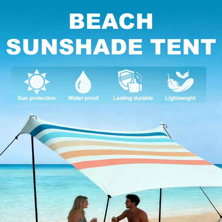 UPF50+ Lycra Strandzelt Sonnenschutz mit Sandsackanker Tragbares Outdoor-Vordach für Camping, Angeln & Picknick Großer Winddichter Unterschlupf – Detail 1