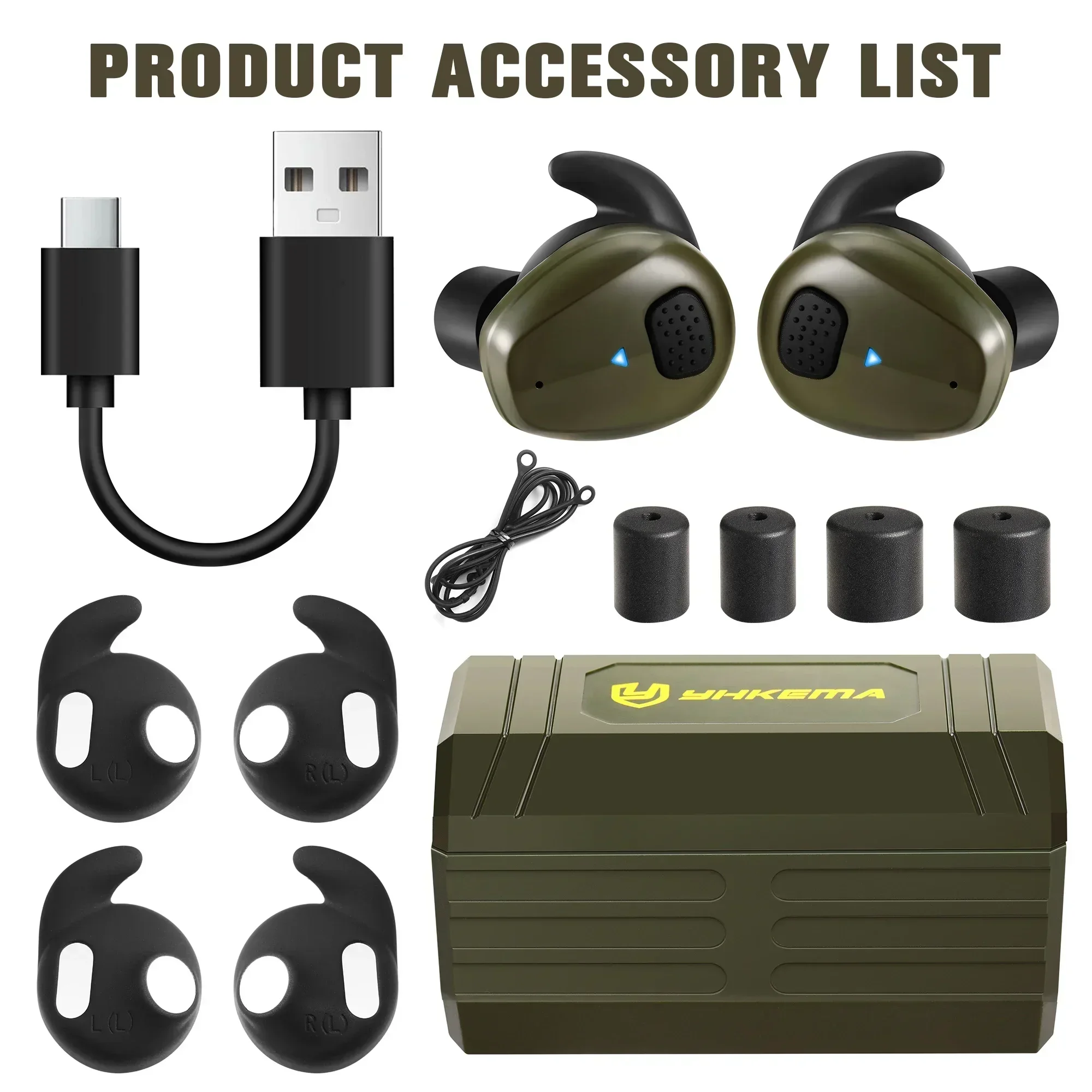 YHKEMA 2024 Electronic BT5.3 Earplugs Headset Hunting Anti Noise Ear Plug Electronic Damper Sports Shooting For Airsoft Earmuff 4
